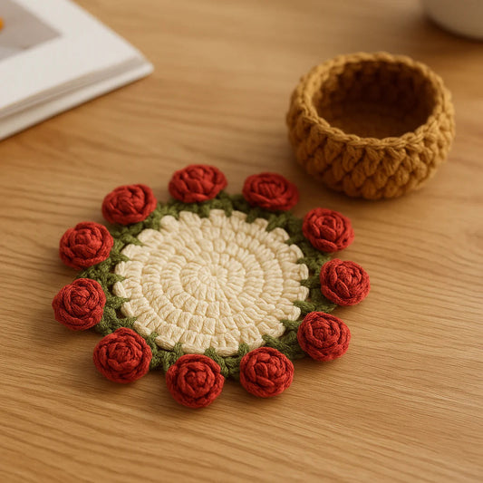 Handmade Crochet Flower Coaster